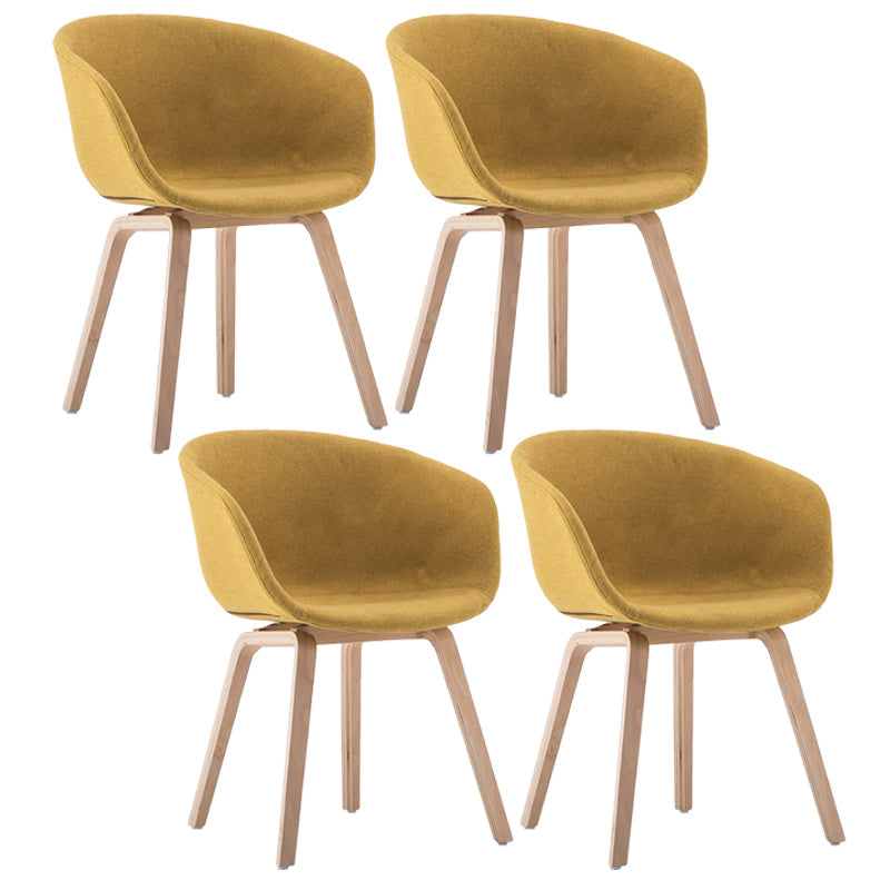 Scandinavian Home Arm Chair Indoor Wingback Plastic Dining Room Chair Set Yellow Upholstered Set of 4 Clearhalo ' kitchen&dining_furn' 'Dining Chairs' 'Dining Tables & Seating' 'dining_chair' 'Furniture' 'furniture_dining_chair' 'Kitchen & Dining Furniture' 'kitchen' 3574332