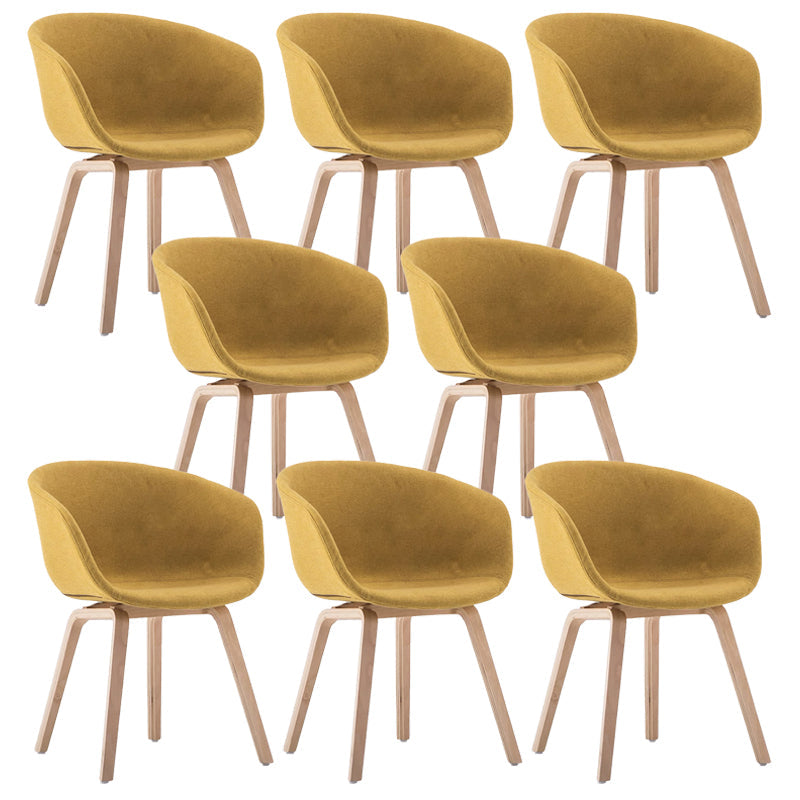 Scandinavian Home Arm Chair Indoor Wingback Plastic Dining Room Chair Set Yellow Upholstered Set of 8 Clearhalo ' kitchen&dining_furn' 'Dining Chairs' 'Dining Tables & Seating' 'dining_chair' 'Furniture' 'furniture_dining_chair' 'Kitchen & Dining Furniture' 'kitchen' 3574334