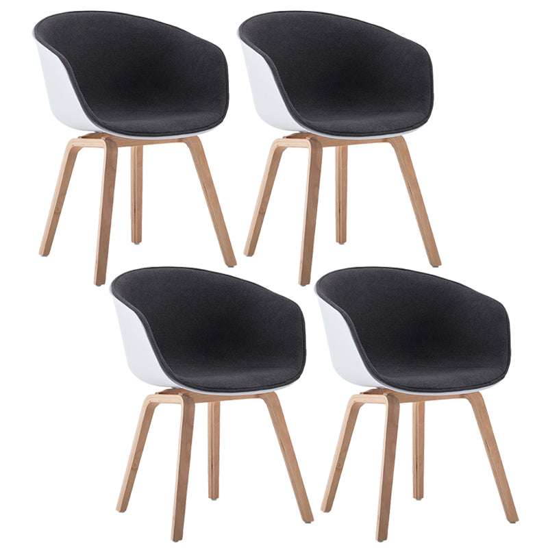 Scandinavian Home Arm Chair Indoor Wingback Plastic Dining Room Chair Set Dark Gray Fabric Set of 4 Clearhalo ' kitchen&dining_furn' 'Dining Chairs' 'Dining Tables & Seating' 'dining_chair' 'Furniture' 'furniture_dining_chair' 'Kitchen & Dining Furniture' 'kitchen' 3574336
