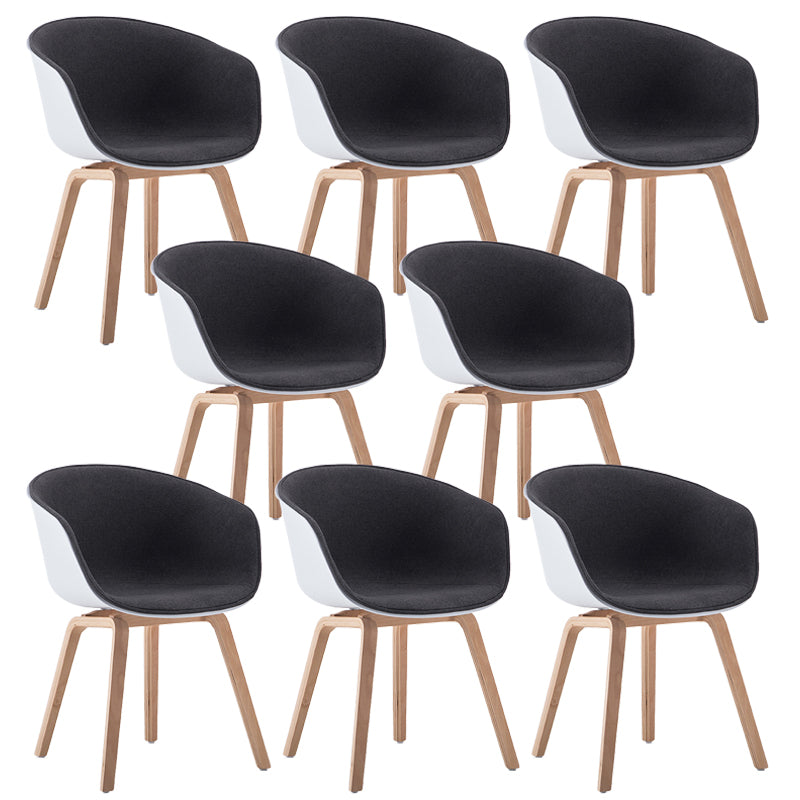 Scandinavian Home Arm Chair Indoor Wingback Plastic Dining Room Chair Set Dark Gray Fabric Set of 8 Clearhalo ' kitchen&dining_furn' 'Dining Chairs' 'Dining Tables & Seating' 'dining_chair' 'Furniture' 'furniture_dining_chair' 'Kitchen & Dining Furniture' 'kitchen' 3574337