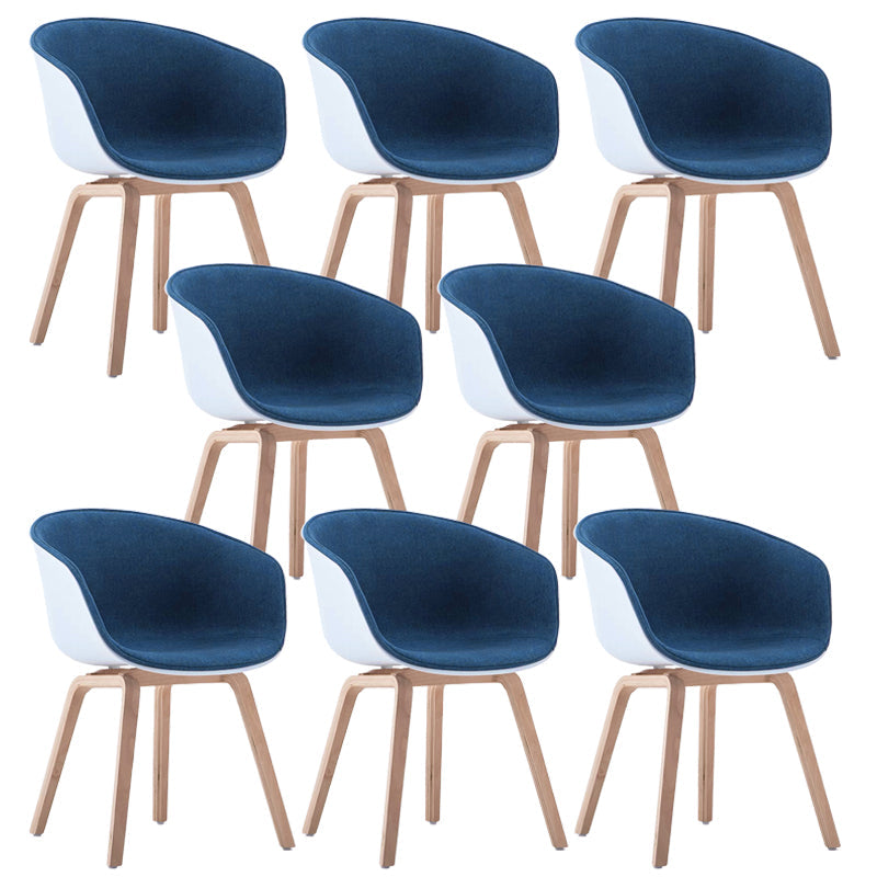 Scandinavian Home Arm Chair Indoor Wingback Plastic Dining Room Chair Set Blue Fabric Set of 8 Clearhalo ' kitchen&dining_furn' 'Dining Chairs' 'Dining Tables & Seating' 'dining_chair' 'Furniture' 'furniture_dining_chair' 'Kitchen & Dining Furniture' 'kitchen' 3574341