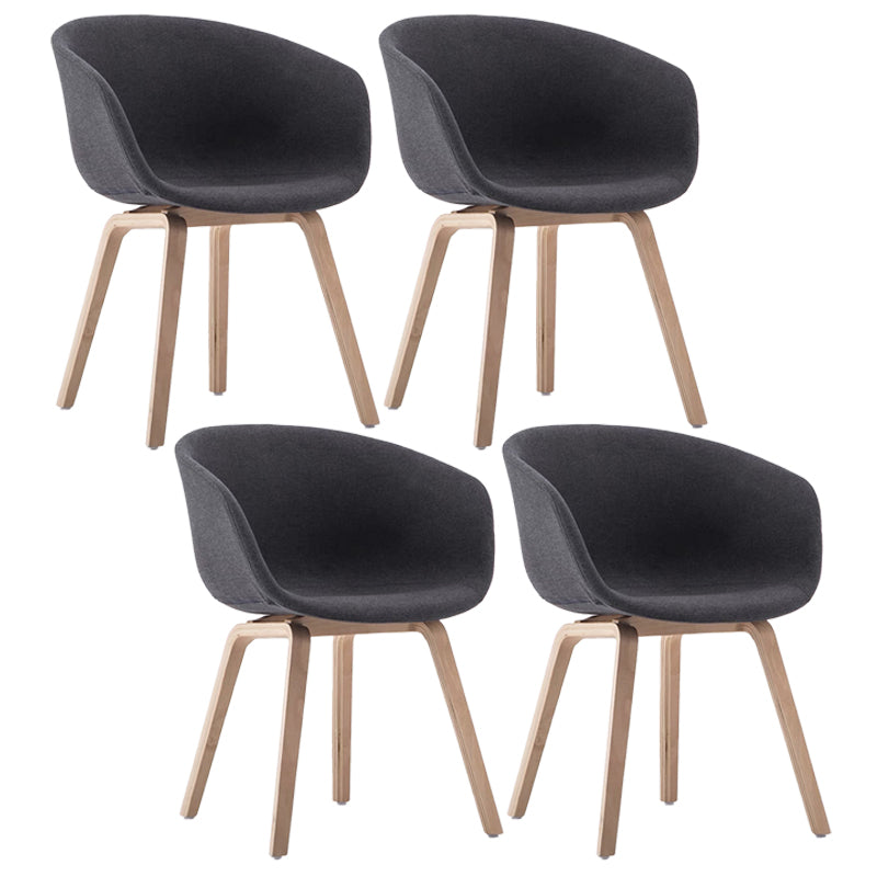 Scandinavian Home Arm Chair Indoor Wingback Plastic Dining Room Chair Set Dark Gray Upholstered Set of 4 Clearhalo ' kitchen&dining_furn' 'Dining Chairs' 'Dining Tables & Seating' 'dining_chair' 'Furniture' 'furniture_dining_chair' 'Kitchen & Dining Furniture' 'kitchen' 3574342