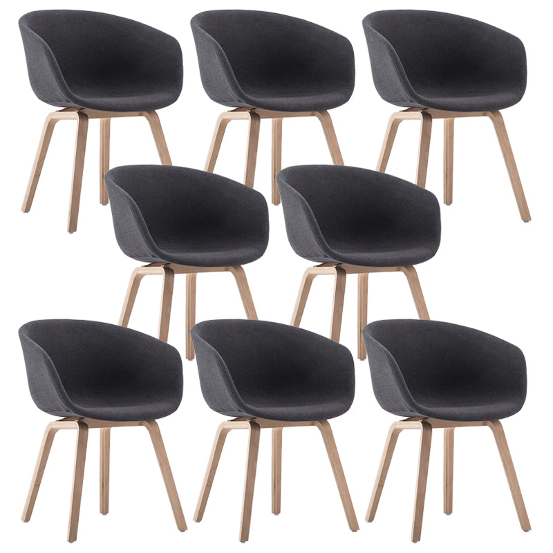 Scandinavian Home Arm Chair Indoor Wingback Plastic Dining Room Chair Set Dark Gray Upholstered Set of 8 Clearhalo ' kitchen&dining_furn' 'Dining Chairs' 'Dining Tables & Seating' 'dining_chair' 'Furniture' 'furniture_dining_chair' 'Kitchen & Dining Furniture' 'kitchen' 3574343