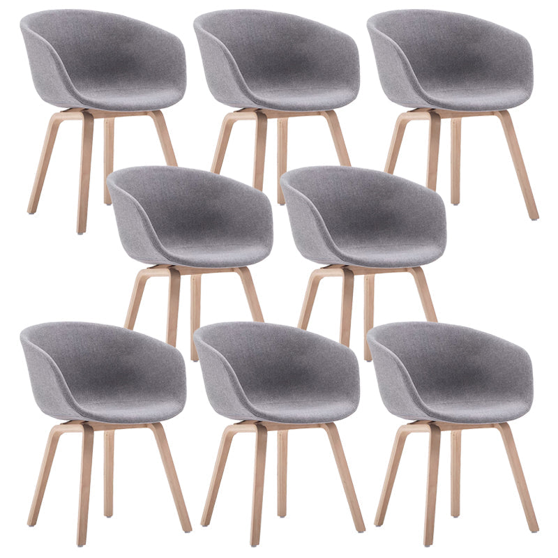Scandinavian Home Arm Chair Indoor Wingback Plastic Dining Room Chair Set Light Gray Upholstered Set of 8 Clearhalo ' kitchen&dining_furn' 'Dining Chairs' 'Dining Tables & Seating' 'dining_chair' 'Furniture' 'furniture_dining_chair' 'Kitchen & Dining Furniture' 'kitchen' 3574345