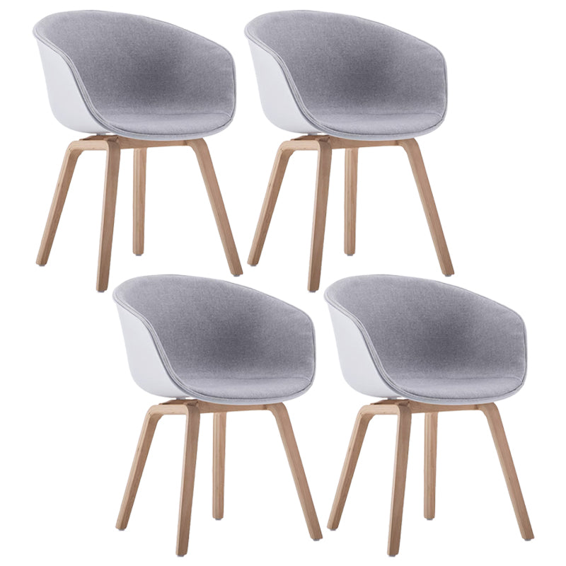 Scandinavian Home Arm Chair Indoor Wingback Plastic Dining Room Chair Set Light Gray Fabric Set of 4 Clearhalo ' kitchen&dining_furn' 'Dining Chairs' 'Dining Tables & Seating' 'dining_chair' 'Furniture' 'furniture_dining_chair' 'Kitchen & Dining Furniture' 'kitchen' 3574346