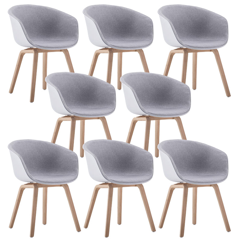Scandinavian Home Arm Chair Indoor Wingback Plastic Dining Room Chair Set Light Gray Fabric Set of 8 Clearhalo ' kitchen&dining_furn' 'Dining Chairs' 'Dining Tables & Seating' 'dining_chair' 'Furniture' 'furniture_dining_chair' 'Kitchen & Dining Furniture' 'kitchen' 3574347