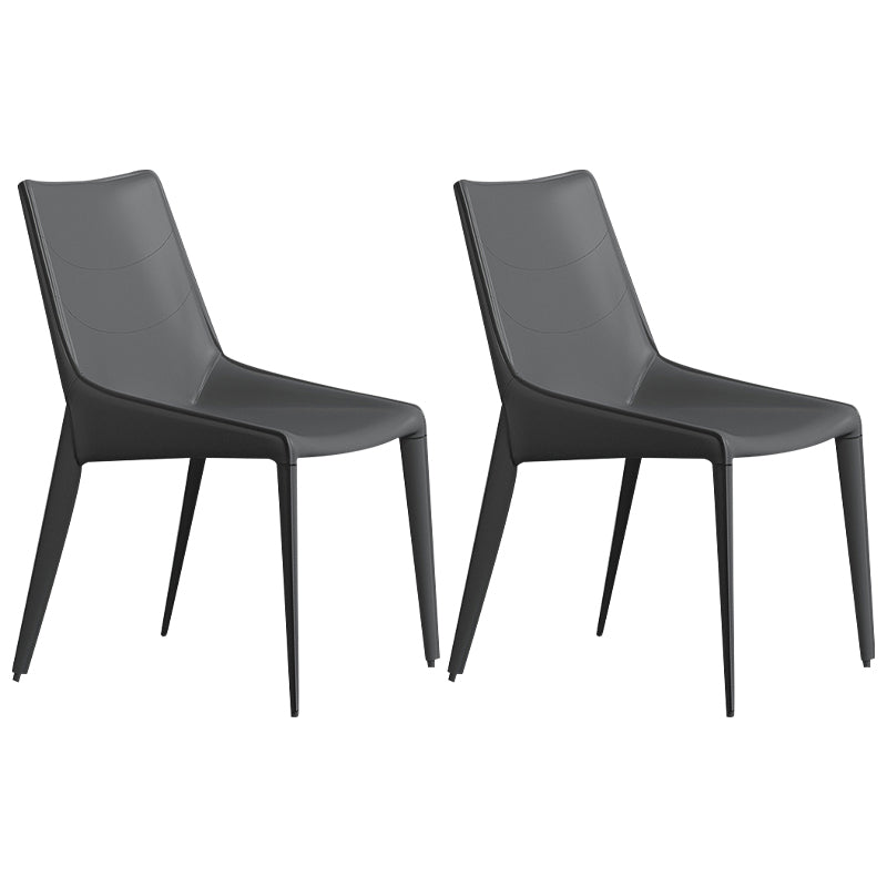 Faux Leather Contemporary Dining Room Chair Matte Finish Solid Back Dining Chair Dark Gray 2 Piece Set Clearhalo ' kitchen&dining_furn' 'Dining Chairs' 'Dining Tables & Seating' 'dining_chair' 'furn' 'furn_dining_chair' 'Furniture' 'furniture_dining_chair' 'Kitchen & Dining Furniture' 'kitchen' 3574369