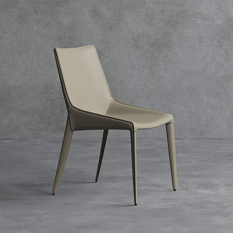 Faux Leather Contemporary Dining Room Chair Matte Finish Solid Back Dining Chair Light Gray 1 Piece Clearhalo ' kitchen&dining_furn' 'Dining Chairs' 'Dining Tables & Seating' 'dining_chair' 'furn' 'furn_dining_chair' 'Furniture' 'furniture_dining_chair' 'Kitchen & Dining Furniture' 'kitchen' 3574372