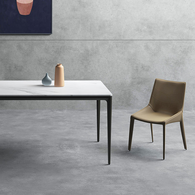 Faux Leather Contemporary Dining Room Chair Matte Finish Solid Back Dining Chair Clearhalo ' kitchen&dining_furn' 'Dining Chairs' 'Dining Tables & Seating' 'dining_chair' 'furn' 'furn_dining_chair' 'Furniture' 'furniture_dining_chair' 'Kitchen & Dining Furniture' 'kitchen' 3574373