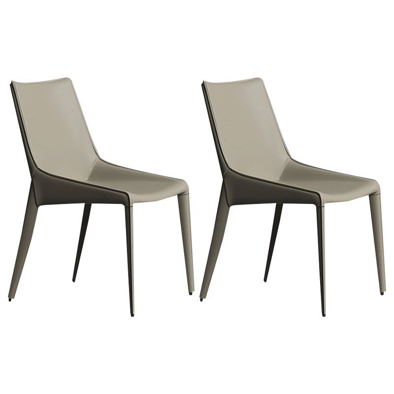 Faux Leather Contemporary Dining Room Chair Matte Finish Solid Back Dining Chair Light Gray 2 Piece Set Clearhalo ' kitchen&dining_furn' 'Dining Chairs' 'Dining Tables & Seating' 'dining_chair' 'furn' 'furn_dining_chair' 'Furniture' 'furniture_dining_chair' 'Kitchen & Dining Furniture' 'kitchen' 3574374