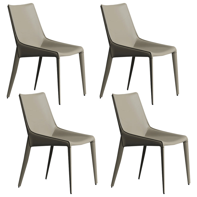 Faux Leather Contemporary Dining Room Chair Matte Finish Solid Back Dining Chair Light Gray 4 Piece Set Clearhalo ' kitchen&dining_furn' 'Dining Chairs' 'Dining Tables & Seating' 'dining_chair' 'furn' 'furn_dining_chair' 'Furniture' 'furniture_dining_chair' 'Kitchen & Dining Furniture' 'kitchen' 3574377