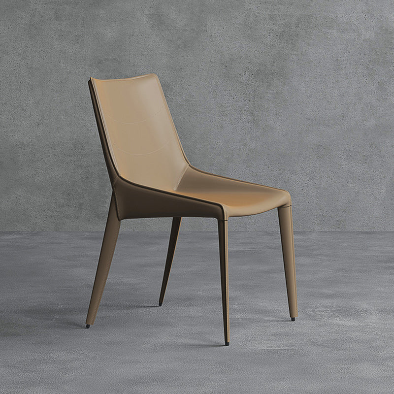 Faux Leather Contemporary Dining Room Chair Matte Finish Solid Back Dining Chair Brown 1 Piece Clearhalo ' kitchen&dining_furn' 'Dining Chairs' 'Dining Tables & Seating' 'dining_chair' 'furn' 'furn_dining_chair' 'Furniture' 'furniture_dining_chair' 'Kitchen & Dining Furniture' 'kitchen' 3574379