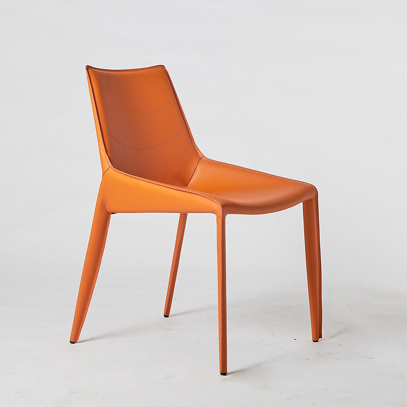 Faux Leather Contemporary Dining Room Chair Matte Finish Solid Back Dining Chair Orange 1 Piece Clearhalo ' kitchen&dining_furn' 'Dining Chairs' 'Dining Tables & Seating' 'dining_chair' 'furn' 'furn_dining_chair' 'Furniture' 'furniture_dining_chair' 'Kitchen & Dining Furniture' 'kitchen' 3574384