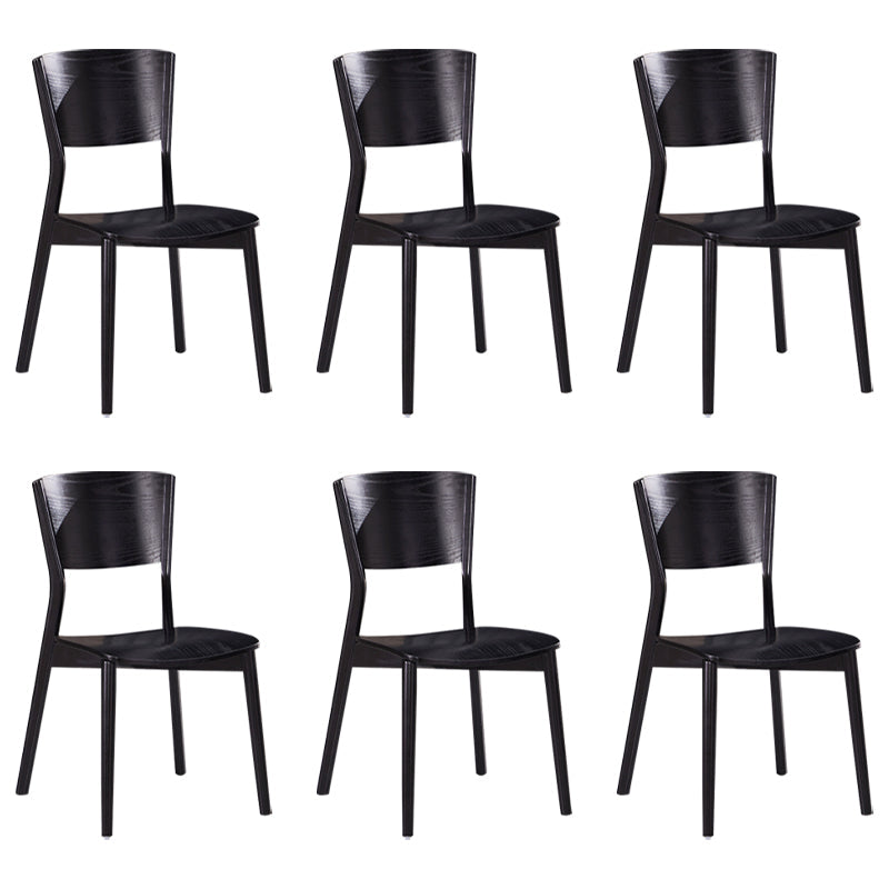 Modern Style Solid Wood Side Chair Matte Finish Open Back Dining Chair Black 6 Piece Set Clearhalo ' kitchen&dining_furn' 'Dining Chairs' 'Dining Tables & Seating' 'dining_chair' 'furn' 'furn_dining_chair' 'Furniture' 'furniture_dining_chair' 'Kitchen & Dining Furniture' 'kitchen' 3574397
