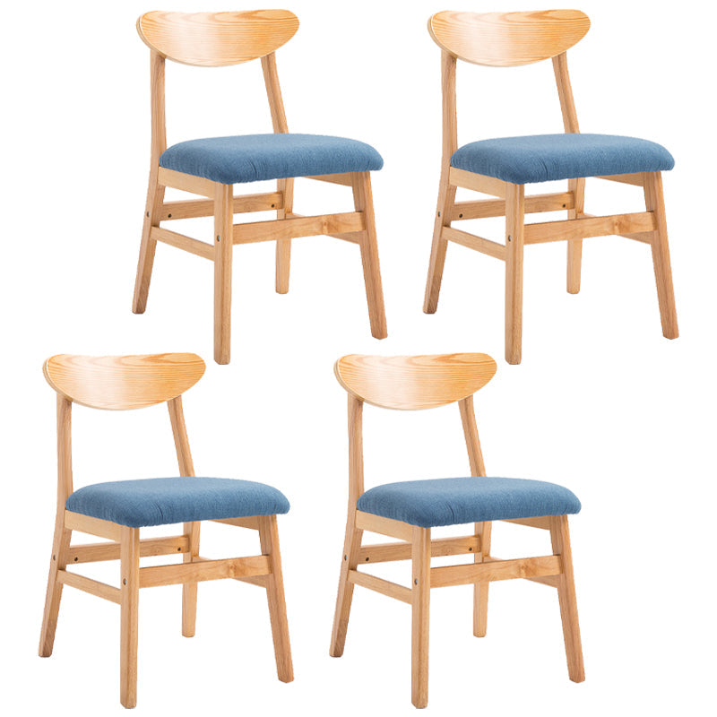 Contemporary Home Side Chair Upholstered Open Back Wood Dining Room Chair Blue 4 Piece Set Natural Wood Clearhalo ' kitchen&dining_furn' 'Dining Chairs' 'Dining Tables & Seating' 'dining_chair' 'furn' 'furn_dining_chair' 'Furniture' 'furniture_dining_chair' 'Kitchen & Dining Furniture' 'kitchen' 3574425