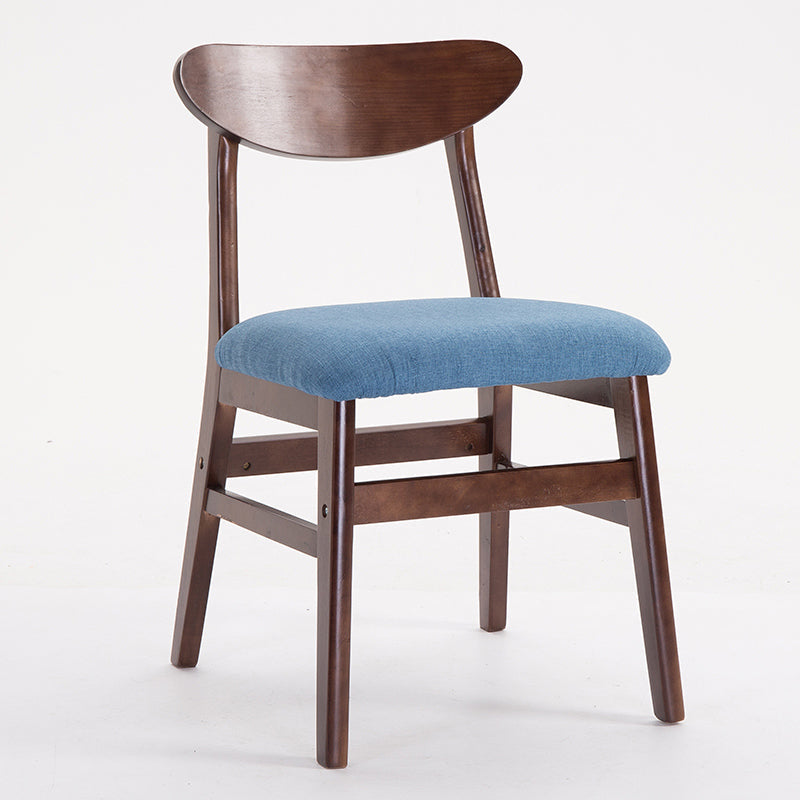 Contemporary Home Side Chair Upholstered Open Back Wood Dining Room Chair Blue 1 Piece Walnut Clearhalo ' kitchen&dining_furn' 'Dining Chairs' 'Dining Tables & Seating' 'dining_chair' 'furn' 'furn_dining_chair' 'Furniture' 'furniture_dining_chair' 'Kitchen & Dining Furniture' 'kitchen' 3574453