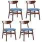 Contemporary Home Side Chair Upholstered Open Back Wood Dining Room Chair Blue 4 Piece Set Walnut Clearhalo ' kitchen&dining_furn' 'Dining Chairs' 'Dining Tables & Seating' 'dining_chair' 'furn' 'furn_dining_chair' 'Furniture' 'furniture_dining_chair' 'Kitchen & Dining Furniture' 'kitchen' 3574455