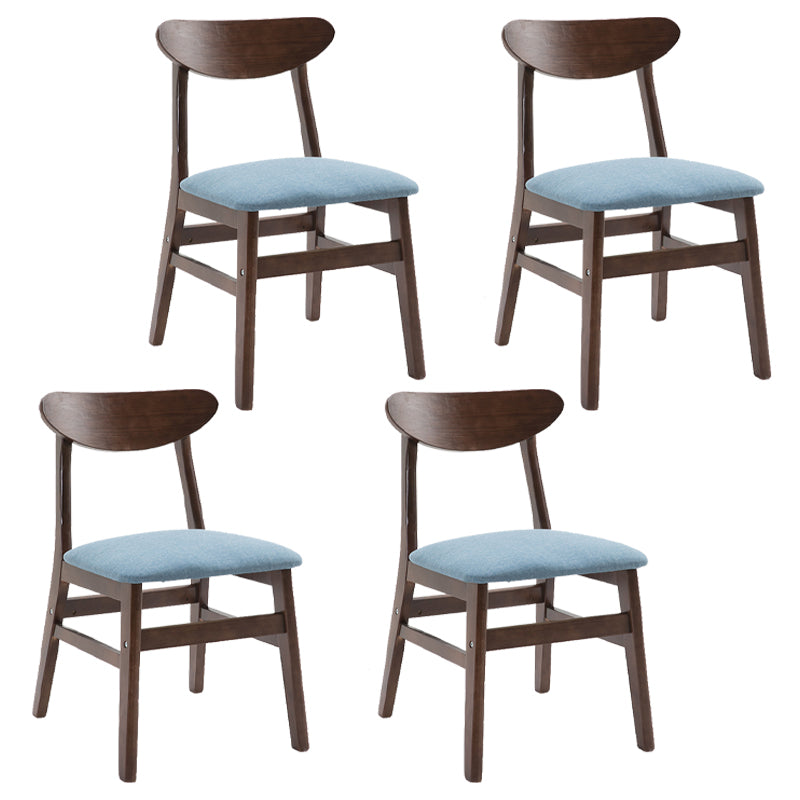 Contemporary Home Side Chair Upholstered Open Back Wood Dining Room Chair Light Blue 4 Piece Set Walnut Clearhalo ' kitchen&dining_furn' 'Dining Chairs' 'Dining Tables & Seating' 'dining_chair' 'furn' 'furn_dining_chair' 'Furniture' 'furniture_dining_chair' 'Kitchen & Dining Furniture' 'kitchen' 3574458