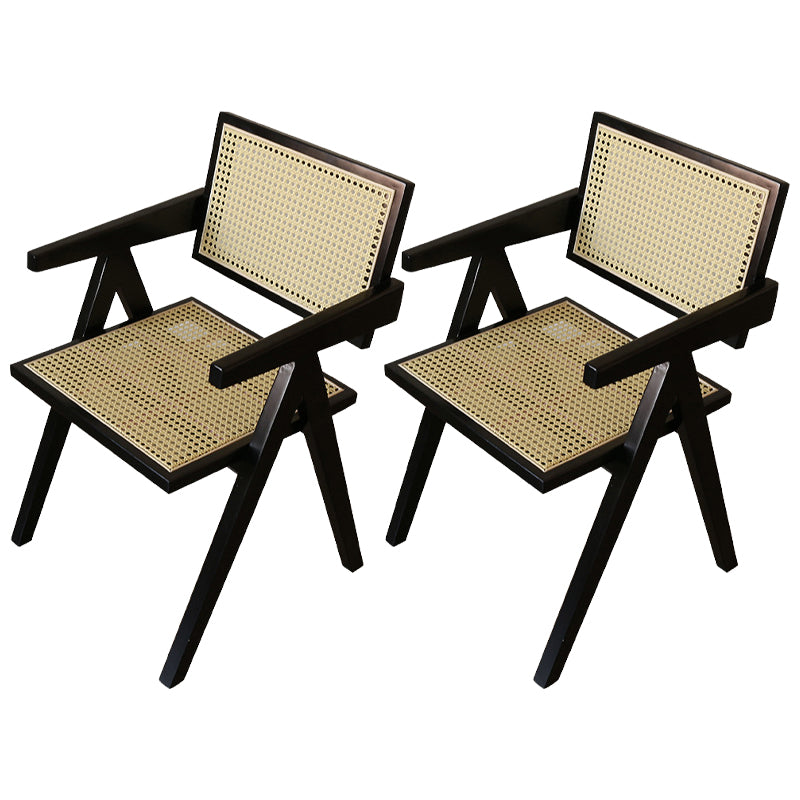 Contemporary Solid Wood Dining Room Chair Set Open Back Dining Arm Chair Black 2 Piece Set Clearhalo ' kitchen&dining_furn' 'Dining Chairs' 'Dining Tables & Seating' 'dining_chair' 'furn' 'furn_dining_chair' 'Furniture' 'furniture_dining_chair' 'Kitchen & Dining Furniture' 'kitchen' 3574474