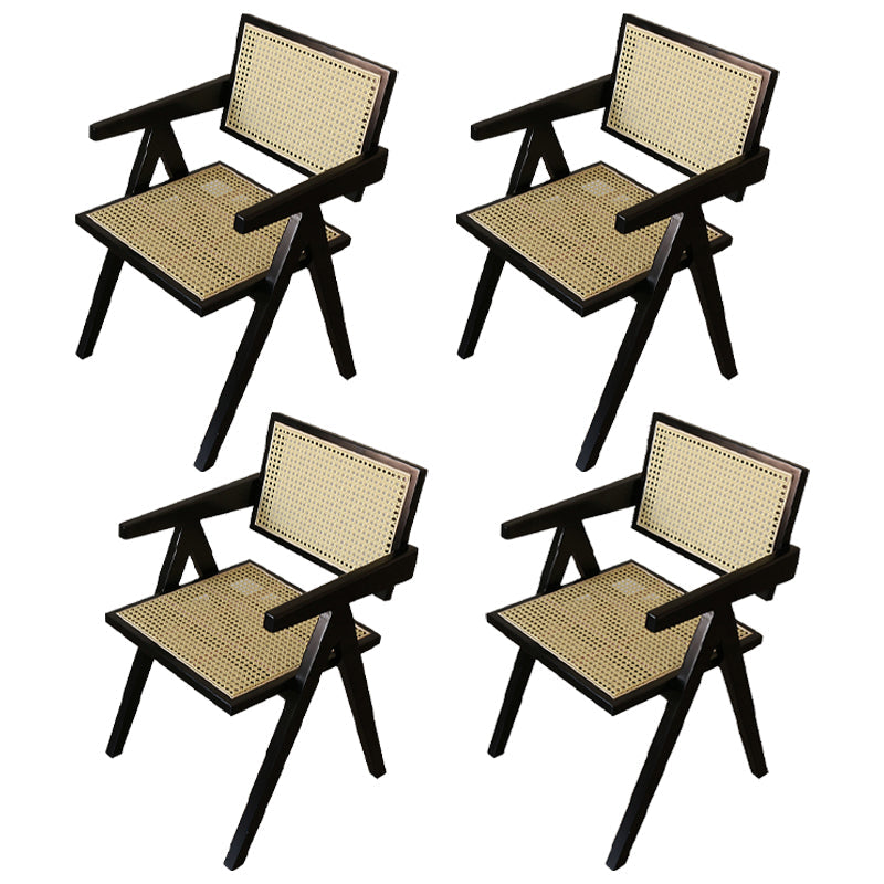 Contemporary Solid Wood Dining Room Chair Set Open Back Dining Arm Chair Black 4 Piece Set Clearhalo ' kitchen&dining_furn' 'Dining Chairs' 'Dining Tables & Seating' 'dining_chair' 'furn' 'furn_dining_chair' 'Furniture' 'furniture_dining_chair' 'Kitchen & Dining Furniture' 'kitchen' 3574476