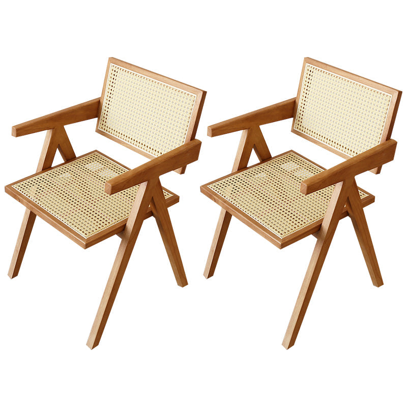 Contemporary Solid Wood Dining Room Chair Set Open Back Dining Arm Chair Light Brown 2 Piece Set Clearhalo ' kitchen&dining_furn' 'Dining Chairs' 'Dining Tables & Seating' 'dining_chair' 'furn' 'furn_dining_chair' 'Furniture' 'furniture_dining_chair' 'Kitchen & Dining Furniture' 'kitchen' 3574479