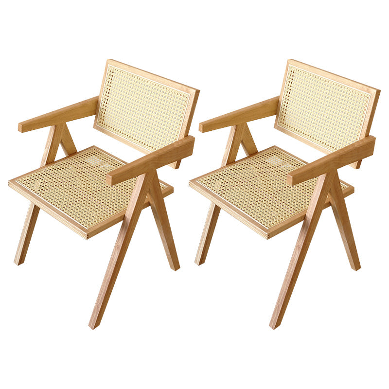 Contemporary Solid Wood Dining Room Chair Set Open Back Dining Arm Chair Natural 2 Piece Set Clearhalo ' kitchen&dining_furn' 'Dining Chairs' 'Dining Tables & Seating' 'dining_chair' 'furn' 'furn_dining_chair' 'Furniture' 'furniture_dining_chair' 'Kitchen & Dining Furniture' 'kitchen' 3574488