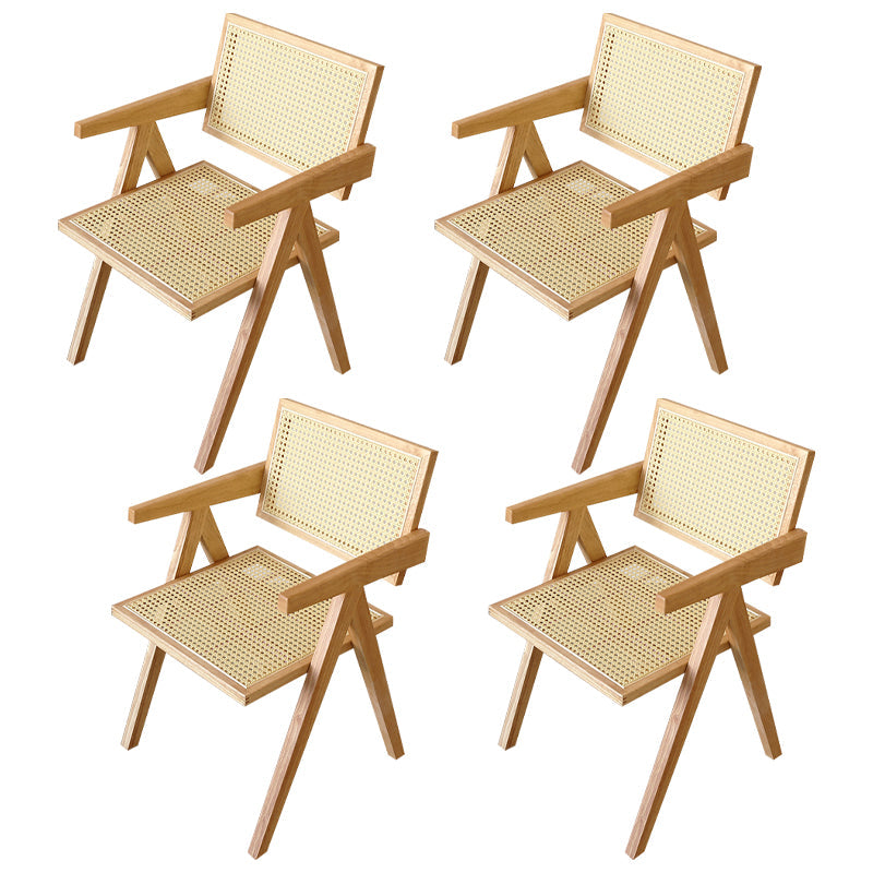 Contemporary Solid Wood Dining Room Chair Set Open Back Dining Arm Chair Natural 4 Piece Set Clearhalo ' kitchen&dining_furn' 'Dining Chairs' 'Dining Tables & Seating' 'dining_chair' 'furn' 'furn_dining_chair' 'Furniture' 'furniture_dining_chair' 'Kitchen & Dining Furniture' 'kitchen' 3574489