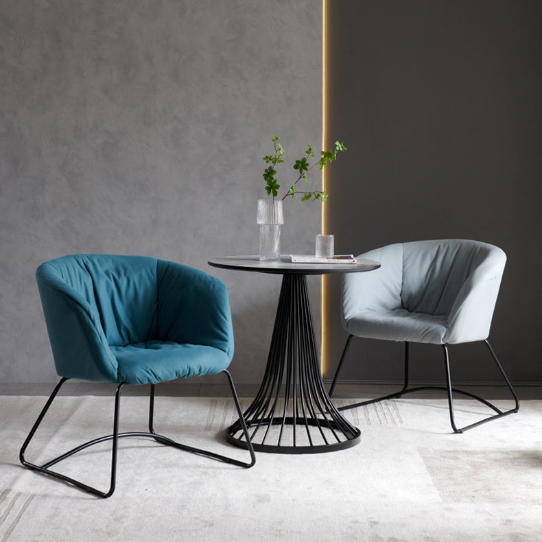 Modern Black Solid Back Dining Arm Chair Metal Kitchen Dining Arm Chair Clearhalo ' kitchen&dining_furn' 'Dining Chairs' 'Dining Tables & Seating' 'dining_chair' 'furn' 'furn_dining_chair' 'Furniture' 'furniture_dining_chair' 'Kitchen & Dining Furniture' 'kitchen' 3574490