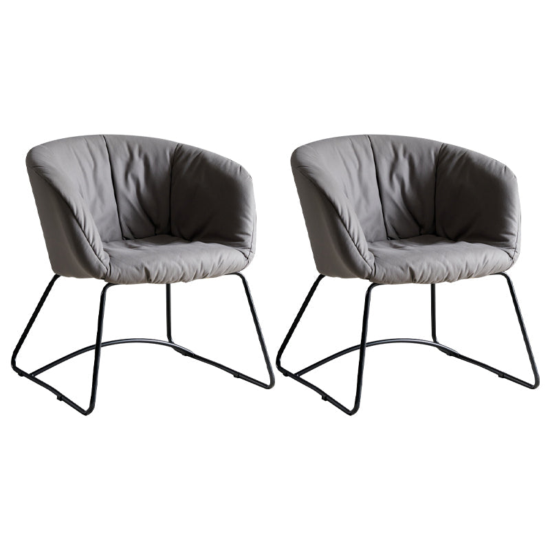 Modern Black Solid Back Dining Arm Chair Metal Kitchen Dining Arm Chair Grey 2 Piece Set Clearhalo ' kitchen&dining_furn' 'Dining Chairs' 'Dining Tables & Seating' 'dining_chair' 'furn' 'furn_dining_chair' 'Furniture' 'furniture_dining_chair' 'Kitchen & Dining Furniture' 'kitchen' 3574491