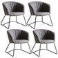 Modern Black Solid Back Dining Arm Chair Metal Kitchen Dining Arm Chair Grey 4 Piece Set Clearhalo ' kitchen&dining_furn' 'Dining Chairs' 'Dining Tables & Seating' 'dining_chair' 'furn' 'furn_dining_chair' 'Furniture' 'furniture_dining_chair' 'Kitchen & Dining Furniture' 'kitchen' 3574493