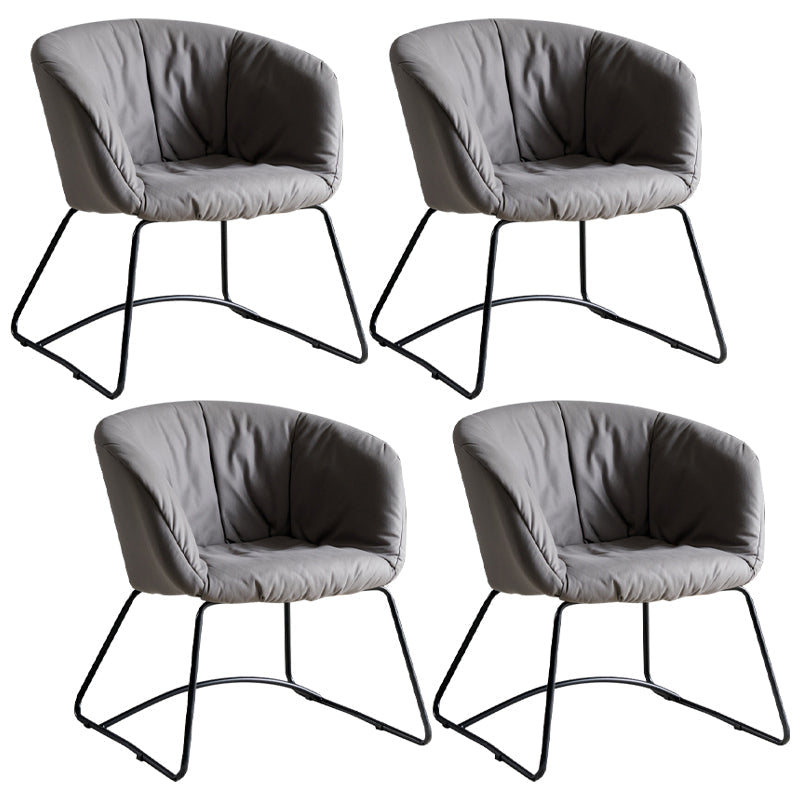 Modern Black Solid Back Dining Arm Chair Metal Kitchen Dining Arm Chair Grey 4 Piece Set Clearhalo ' kitchen&dining_furn' 'Dining Chairs' 'Dining Tables & Seating' 'dining_chair' 'furn' 'furn_dining_chair' 'Furniture' 'furniture_dining_chair' 'Kitchen & Dining Furniture' 'kitchen' 3574493