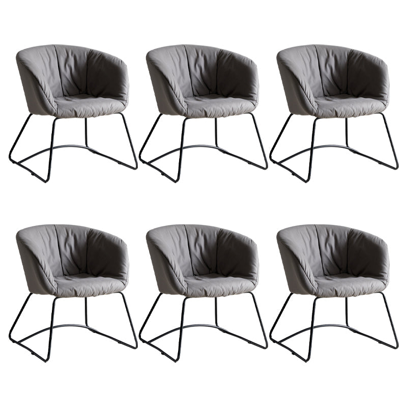 Modern Black Solid Back Dining Arm Chair Metal Kitchen Dining Arm Chair Grey 6 Piece Set Clearhalo ' kitchen&dining_furn' 'Dining Chairs' 'Dining Tables & Seating' 'dining_chair' 'furn' 'furn_dining_chair' 'Furniture' 'furniture_dining_chair' 'Kitchen & Dining Furniture' 'kitchen' 3574495