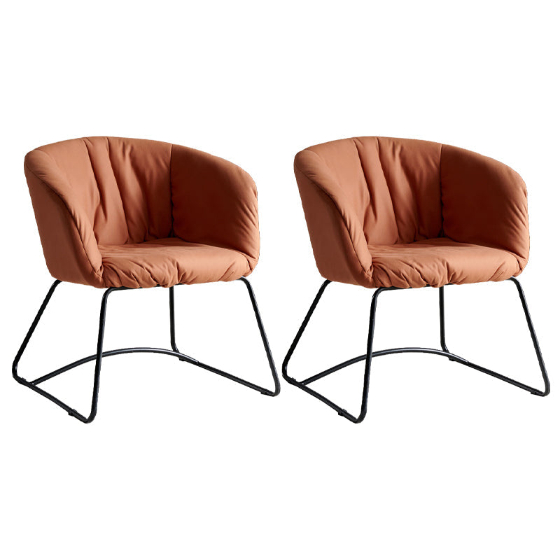 Modern Black Solid Back Dining Arm Chair Metal Kitchen Dining Arm Chair Brown 2 Piece Set Clearhalo ' kitchen&dining_furn' 'Dining Chairs' 'Dining Tables & Seating' 'dining_chair' 'furn' 'furn_dining_chair' 'Furniture' 'furniture_dining_chair' 'Kitchen & Dining Furniture' 'kitchen' 3574496