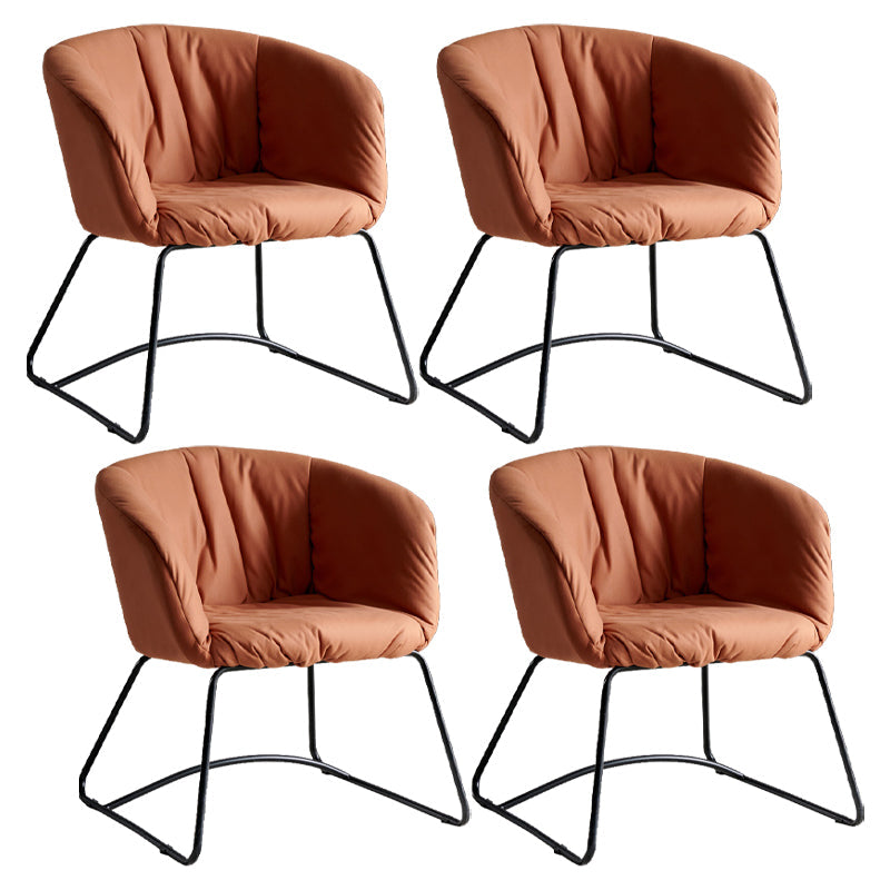 Modern Black Solid Back Dining Arm Chair Metal Kitchen Dining Arm Chair Brown 4 Piece Set Clearhalo ' kitchen&dining_furn' 'Dining Chairs' 'Dining Tables & Seating' 'dining_chair' 'furn' 'furn_dining_chair' 'Furniture' 'furniture_dining_chair' 'Kitchen & Dining Furniture' 'kitchen' 3574498