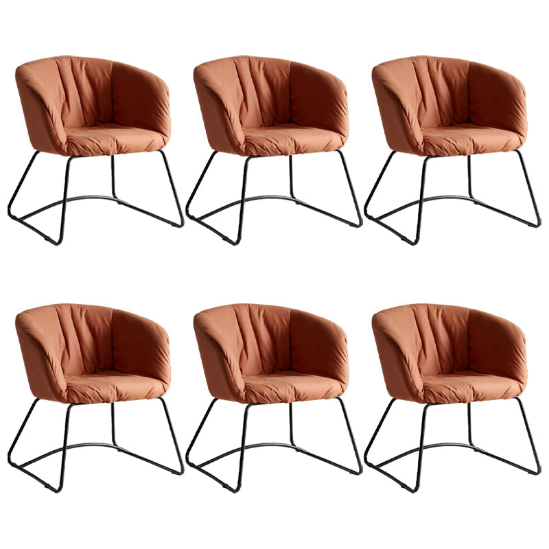 Modern Black Solid Back Dining Arm Chair Metal Kitchen Dining Arm Chair Brown 6 Piece Set Clearhalo ' kitchen&dining_furn' 'Dining Chairs' 'Dining Tables & Seating' 'dining_chair' 'furn' 'furn_dining_chair' 'Furniture' 'furniture_dining_chair' 'Kitchen & Dining Furniture' 'kitchen' 3574501