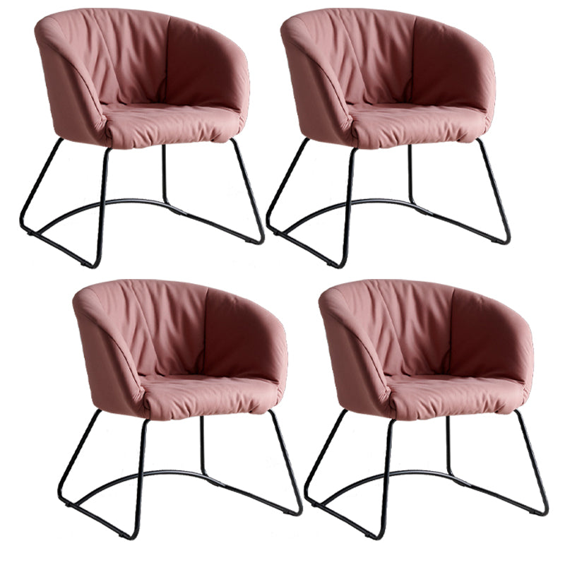 Modern Black Solid Back Dining Arm Chair Metal Kitchen Dining Arm Chair Cameo Brown 4 Piece Set Clearhalo ' kitchen&dining_furn' 'Dining Chairs' 'Dining Tables & Seating' 'dining_chair' 'furn' 'furn_dining_chair' 'Furniture' 'furniture_dining_chair' 'Kitchen & Dining Furniture' 'kitchen' 3574511