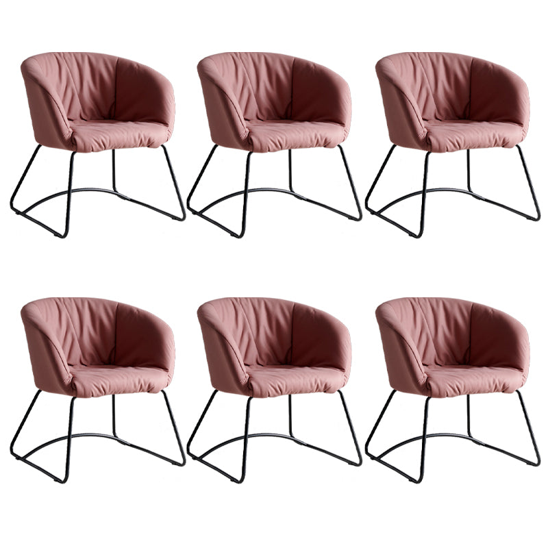 Modern Black Solid Back Dining Arm Chair Metal Kitchen Dining Arm Chair Cameo Brown 6 Piece Set Clearhalo ' kitchen&dining_furn' 'Dining Chairs' 'Dining Tables & Seating' 'dining_chair' 'furn' 'furn_dining_chair' 'Furniture' 'furniture_dining_chair' 'Kitchen & Dining Furniture' 'kitchen' 3574513