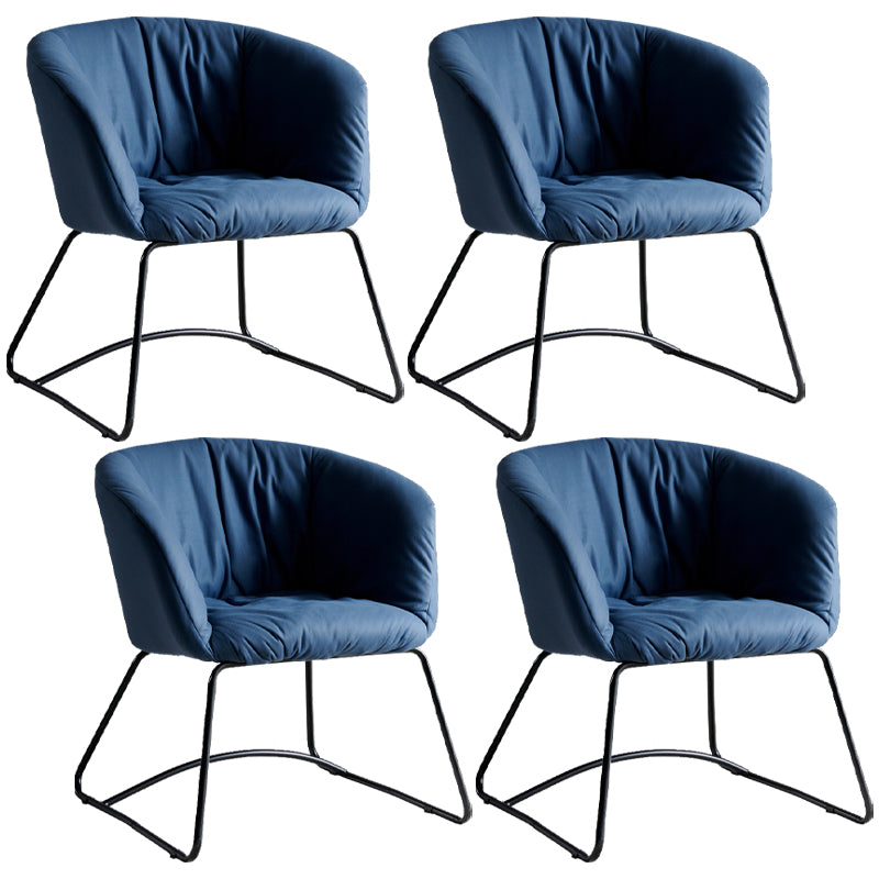 Modern Black Solid Back Dining Arm Chair Metal Kitchen Dining Arm Chair Dark Blue 4 Piece Set Clearhalo ' kitchen&dining_furn' 'Dining Chairs' 'Dining Tables & Seating' 'dining_chair' 'furn' 'furn_dining_chair' 'Furniture' 'furniture_dining_chair' 'Kitchen & Dining Furniture' 'kitchen' 3574518