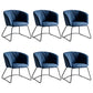 Modern Black Solid Back Dining Arm Chair Metal Kitchen Dining Arm Chair Dark Blue 6 Piece Set Clearhalo ' kitchen&dining_furn' 'Dining Chairs' 'Dining Tables & Seating' 'dining_chair' 'furn' 'furn_dining_chair' 'Furniture' 'furniture_dining_chair' 'Kitchen & Dining Furniture' 'kitchen' 3574519