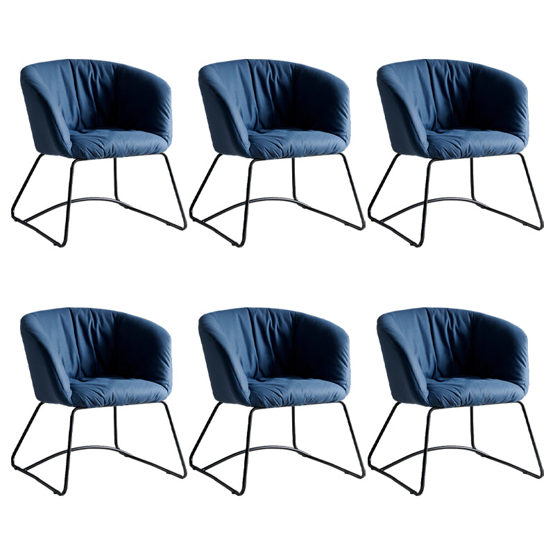 Modern Black Solid Back Dining Arm Chair Metal Kitchen Dining Arm Chair Dark Blue 6 Piece Set Clearhalo ' kitchen&dining_furn' 'Dining Chairs' 'Dining Tables & Seating' 'dining_chair' 'furn' 'furn_dining_chair' 'Furniture' 'furniture_dining_chair' 'Kitchen & Dining Furniture' 'kitchen' 3574519