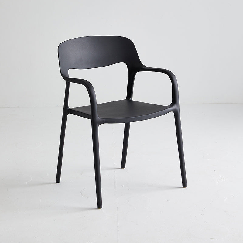 Plastic Stackable Dining Chair Contemporary Design Multicolor Arm Chair Black 1 Piece Clearhalo ' kitchen&dining_furn' 'Dining Chairs' 'Dining Tables & Seating' 'dining_chair' 'furn' 'furn_dining_chair' 'Furniture' 'furniture_dining_chair' 'Kitchen & Dining Furniture' 'kitchen' 3574521