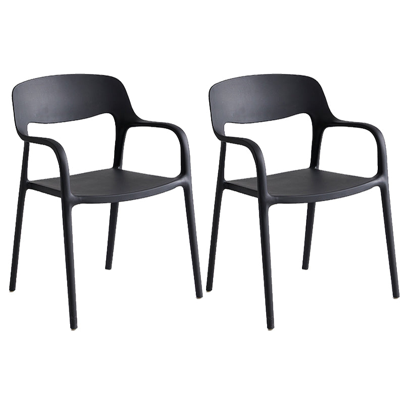 Plastic Stackable Dining Chair Contemporary Design Multicolor Arm Chair Black 2 Piece Set Clearhalo ' kitchen&dining_furn' 'Dining Chairs' 'Dining Tables & Seating' 'dining_chair' 'furn' 'furn_dining_chair' 'Furniture' 'furniture_dining_chair' 'Kitchen & Dining Furniture' 'kitchen' 3574522