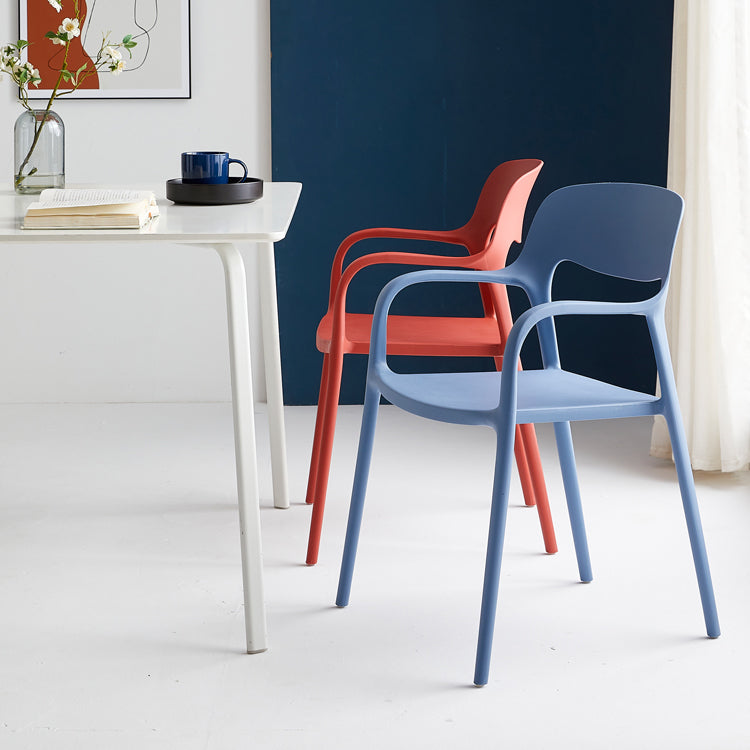 Plastic Stackable Dining Chair Contemporary Design Multicolor Arm Chair Clearhalo ' kitchen&dining_furn' 'Dining Chairs' 'Dining Tables & Seating' 'dining_chair' 'furn' 'furn_dining_chair' 'Furniture' 'furniture_dining_chair' 'Kitchen & Dining Furniture' 'kitchen' 3574524