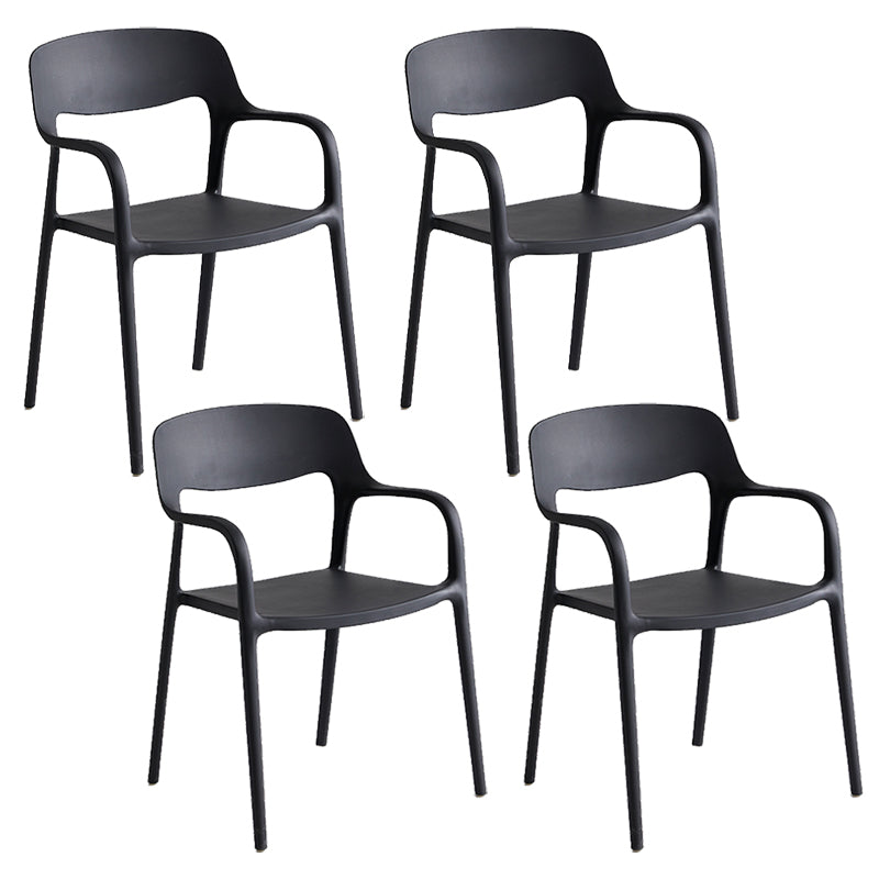Plastic Stackable Dining Chair Contemporary Design Multicolor Arm Chair Black 4 Piece Set Clearhalo ' kitchen&dining_furn' 'Dining Chairs' 'Dining Tables & Seating' 'dining_chair' 'furn' 'furn_dining_chair' 'Furniture' 'furniture_dining_chair' 'Kitchen & Dining Furniture' 'kitchen' 3574525