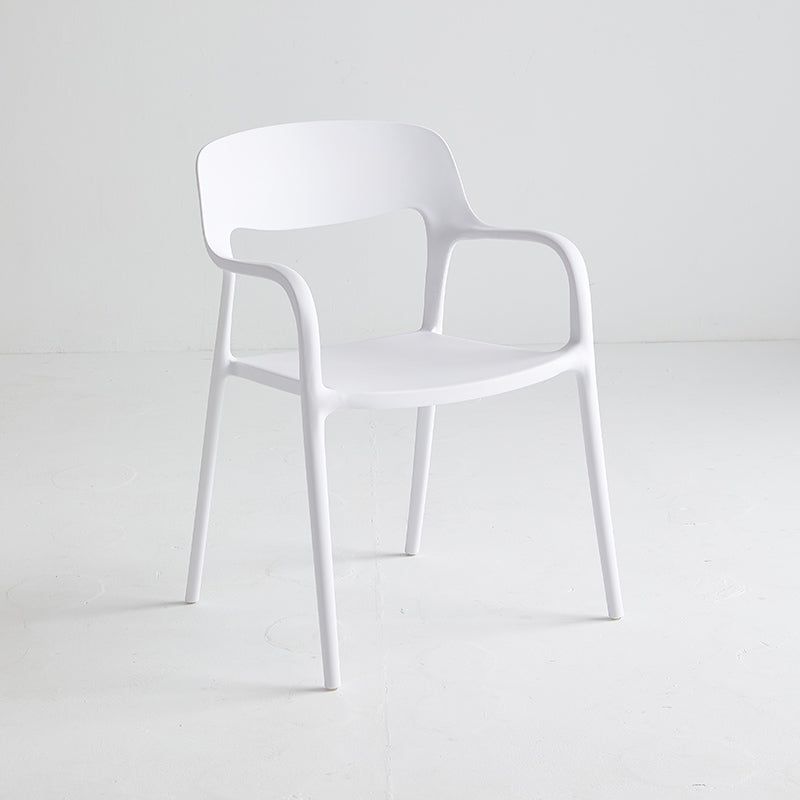 Plastic Stackable Dining Chair Contemporary Design Multicolor Arm Chair White 1 Piece Clearhalo ' kitchen&dining_furn' 'Dining Chairs' 'Dining Tables & Seating' 'dining_chair' 'furn' 'furn_dining_chair' 'Furniture' 'furniture_dining_chair' 'Kitchen & Dining Furniture' 'kitchen' 3574530