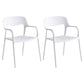 Plastic Stackable Dining Chair Contemporary Design Multicolor Arm Chair White 2 Piece Set Clearhalo ' kitchen&dining_furn' 'Dining Chairs' 'Dining Tables & Seating' 'dining_chair' 'furn' 'furn_dining_chair' 'Furniture' 'furniture_dining_chair' 'Kitchen & Dining Furniture' 'kitchen' 3574532