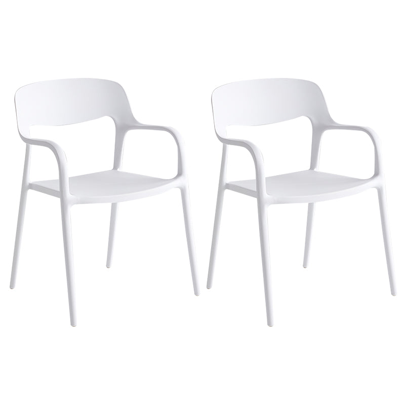 Plastic Stackable Dining Chair Contemporary Design Multicolor Arm Chair White 2 Piece Set Clearhalo ' kitchen&dining_furn' 'Dining Chairs' 'Dining Tables & Seating' 'dining_chair' 'furn' 'furn_dining_chair' 'Furniture' 'furniture_dining_chair' 'Kitchen & Dining Furniture' 'kitchen' 3574532