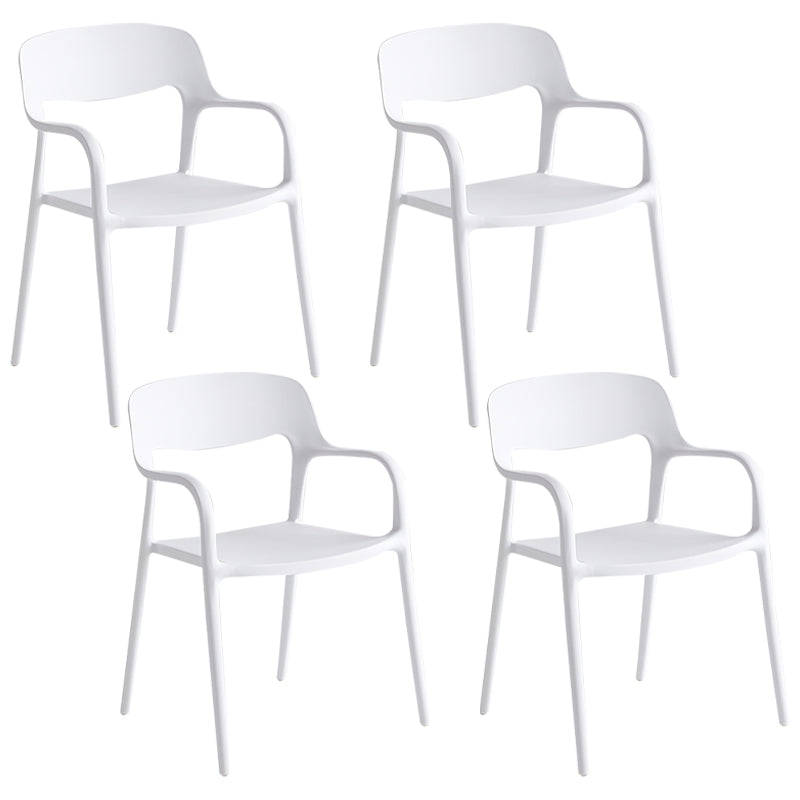 Plastic Stackable Dining Chair Contemporary Design Multicolor Arm Chair White 4 Piece Set Clearhalo ' kitchen&dining_furn' 'Dining Chairs' 'Dining Tables & Seating' 'dining_chair' 'furn' 'furn_dining_chair' 'Furniture' 'furniture_dining_chair' 'Kitchen & Dining Furniture' 'kitchen' 3574535