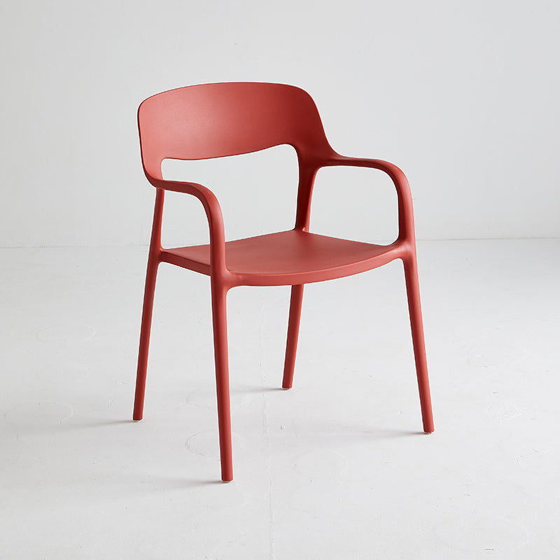 Plastic Stackable Dining Chair Contemporary Design Multicolor Arm Chair Red 1 Piece Clearhalo ' kitchen&dining_furn' 'Dining Chairs' 'Dining Tables & Seating' 'dining_chair' 'furn' 'furn_dining_chair' 'Furniture' 'furniture_dining_chair' 'Kitchen & Dining Furniture' 'kitchen' 3574537