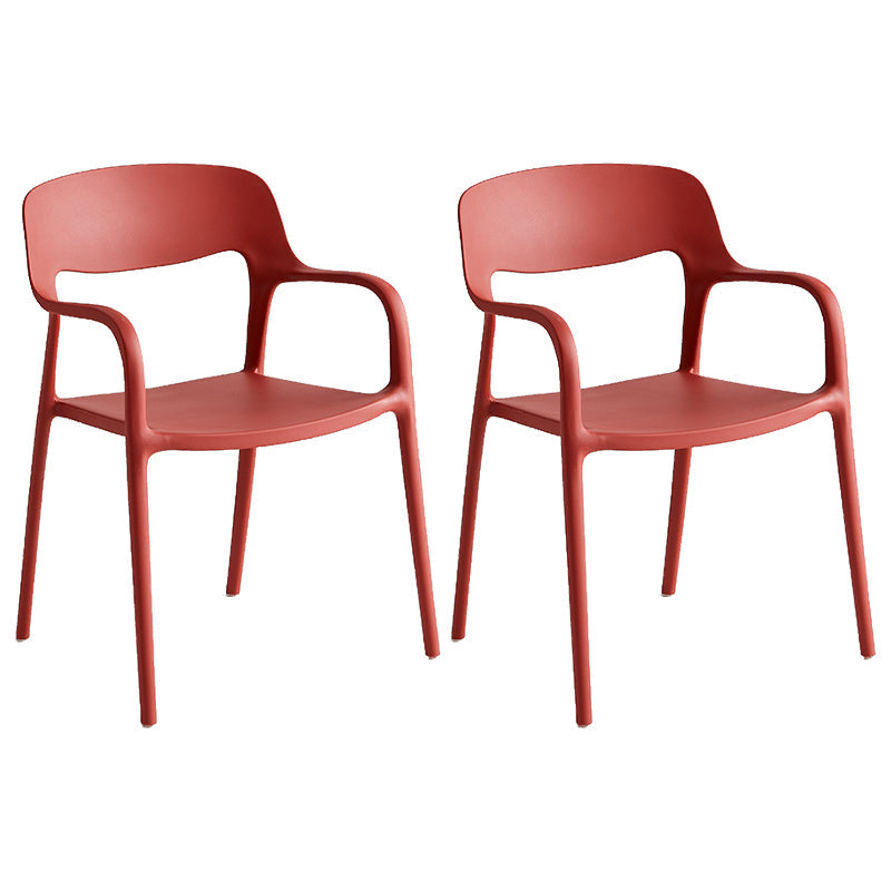 Plastic Stackable Dining Chair Contemporary Design Multicolor Arm Chair Red 2 Piece Set Clearhalo ' kitchen&dining_furn' 'Dining Chairs' 'Dining Tables & Seating' 'dining_chair' 'furn' 'furn_dining_chair' 'Furniture' 'furniture_dining_chair' 'Kitchen & Dining Furniture' 'kitchen' 3574539